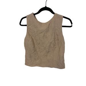 Express Sleeveless Metallic Embroidery Gold Sheen Tan Button Back Top Blouse XS